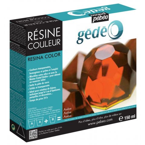 Resina cristal Gedeo, transparente, de color 150 ml (100 ml de resina, 50 ml de endurecedor), Ámbar