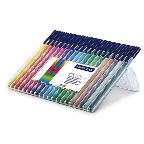 Staedtler Fasermaler Triplus Color, Set 20 Stifte im Hartplastik-Etui, farbig sortiert
