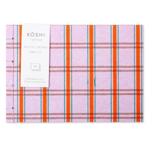 Shogado Watoji blocco note Memo A6 Koshi 5 x 148 x 105, a quadretti, 50 fogli, quadretti rossi su sfondo viola