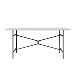 Modulor Tisch X, schwarz matt, Melaminplatte weiß, Kante weiß; 25x800x1600mm