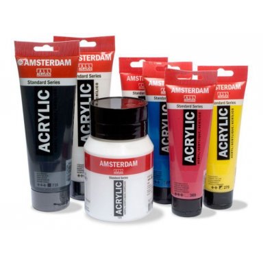 Amsterdam Standard Series Acrylics - Set of 5, Primary Colors, 120 mL, Tubes with 3 Nozzles