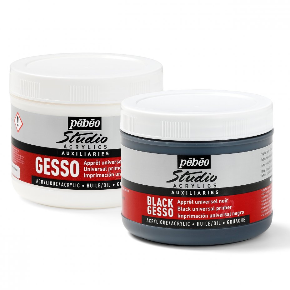 Pebeo Studio Acrylics Gesso Painting Primer 250ml in Black or White 
