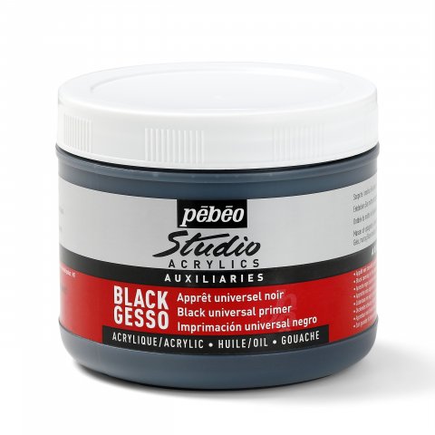 Pebeo Hilfsmittel für Studio Acrylics Gesso, schwarz, Kunststoffdose 500 ml