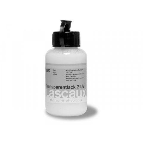 Lacca acrilica trasparente UVA Lascaux plastic bottle 85 ml, UV 2 matt