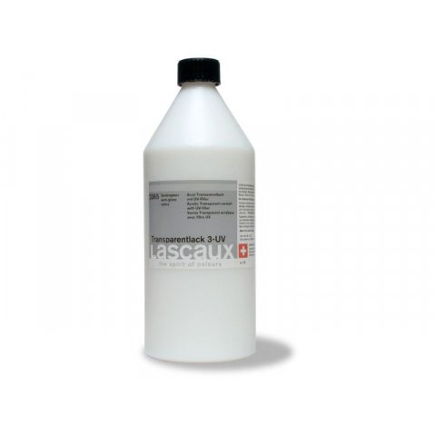 Lacca acrilica trasparente UVA Lascaux plastic bottle 1000 ml, UV 3 semi gloss