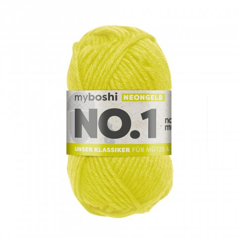 Myboshi Lana nº 1, Neón 55 m, 70% poliacrílico + 30% merino, amarillo neón (185)