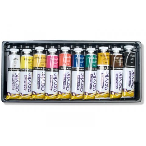 Daler-Rowney Acrylic Paint Graduate Acrylic, Set 10 tubes à 38 ml (color numbers see info)