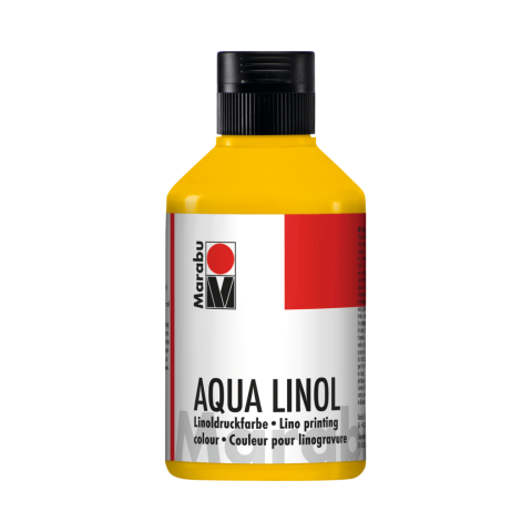 Marabu Linoldruckfarbe Aqua Kunststoffflasche 250 ml, mittelgelb