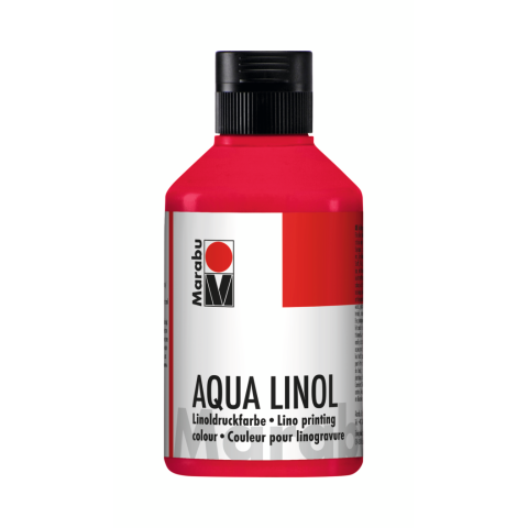 Marabu Linoldruckfarbe Aqua Kunststoffflasche 250 ml, karminrot
