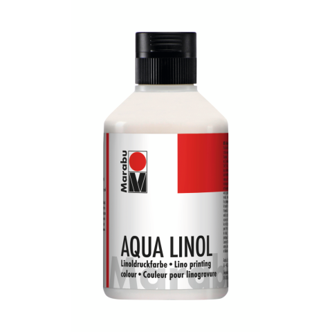 Marabu Linoldruckfarbe Aqua Kunststoffflasche 250 ml, weiß
