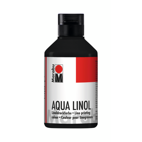 Marabu Linoldruckfarbe Aqua Kunststoffflasche 250 ml, schwarz