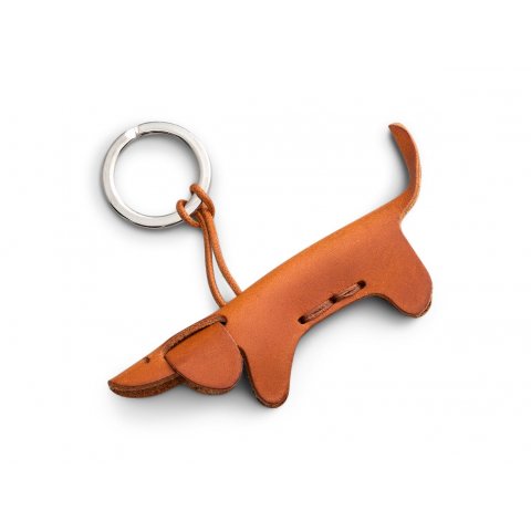 Fabriano key pendant, leather animals incl. Keyring, dog