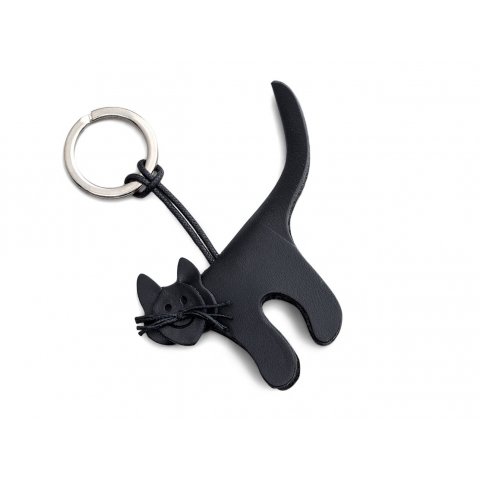 Fabriano key pendant, leather animals incl. Key ring, Cat