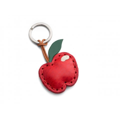 Fabriano key pendant, leather animals incl. Key ring, apple