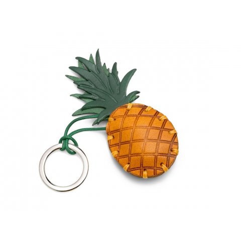 Fabriano key pendant, leather animals incl. Key ring, pineapple