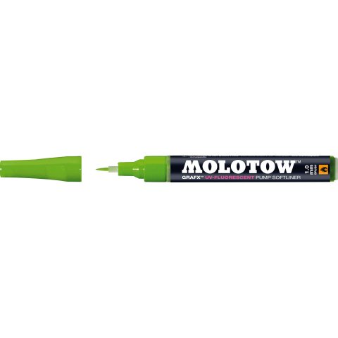 Molotow GRAFX Softliner fluorescente Larghezza linea 1 mm (pennello), verde (UV02)