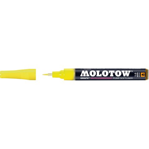 Molotow GRAFX Softliner fluorescente Larghezza linea 1 mm (pennello), giallo (UV03)