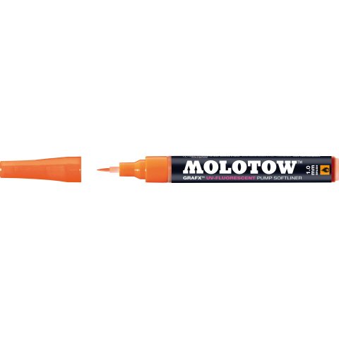 Molotow GRAFX Softliner fluorescente Larghezza linea 1 mm (pennello), arancione (UV04)