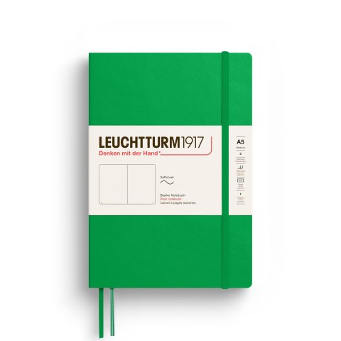 Leuchtturm Cuaderno tapa blanda Pensar en el futuro A5, mediano, en blanco, 123 páginas, hoja de resorte