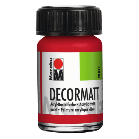 Marabu Decormatt, acrylic, matte glass jar 15 ml, cherry red (031)