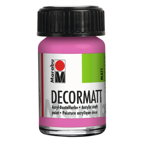 Marabu Decormatt, acrylic, matte glass jar 15 ml, pink (033)