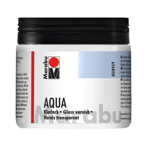 Marabu Aqua glass varnish, colourless plastic jar 500 ml, clear lacquer (glossy)