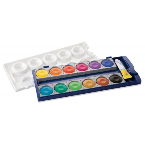 Pelikan K12 opaque paint set set, 12 colours, opaque black, mixing palette