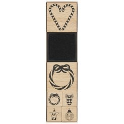 Paper Poetry Stempelset, flach, 6 Stempel, inkl. Stempelkissen, Candy Cane Xmas