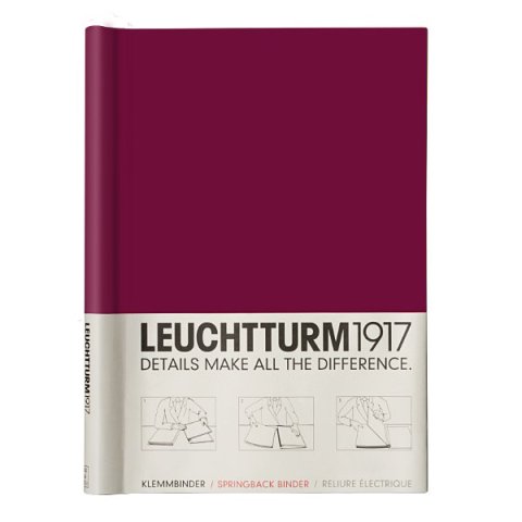 Leuchtturm Klemmbinder Notizbucheinband Hochformat 220 x 305 für DIN A4, maximal 150 Blatt, port red