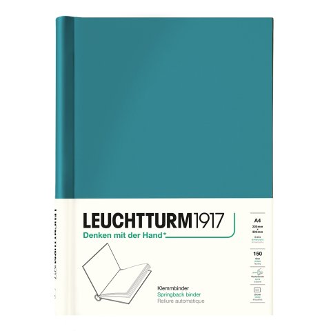 Leuchtturm Klemmbinder Notizbucheinband Hochformat 220 x 305 für DIN A4, max. 150 Bl., pacific green