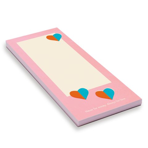 Monimari Notizblock Recyclingpapier DIN lang, 100 g/m², Blauer Engel, 50 Blatt, Herzen