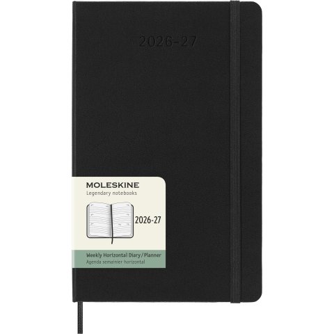 Moleskine Wochenkalender 18 Monate Diary Planner 2026/2027,A5, Hardcover, schwarz, horizontal 9929