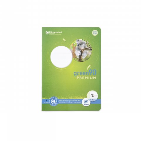 Staufen exercise book Recycling green90 Premium DIN A5, 16 sheets/32 pages, line 2 (lined)