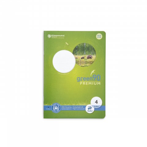 Libro de ejercicios Staufen Reciclaje verde90 Premium DIN A5, 16 hojas/32 páginas, regla 4 (reglada)