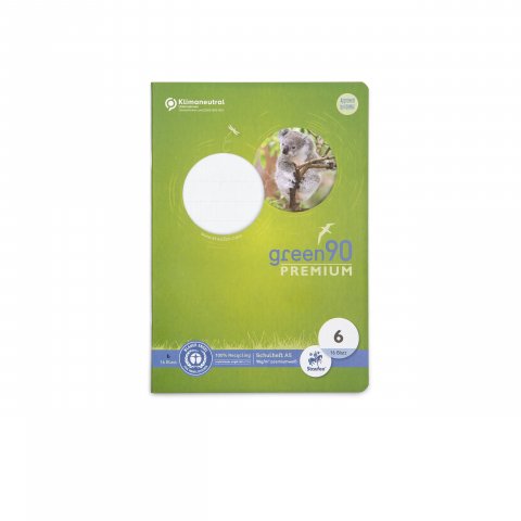 Staufen Schulheft Recycling green90 Premium DIN A5, 16 Blatt/32 Seiten, Lineatur 6 (blanko)