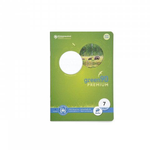 Staufen Schulheft Recycling green90 Premium DIN A5, 16 Blatt/32 Seiten, Lineatur 7 (kariert)