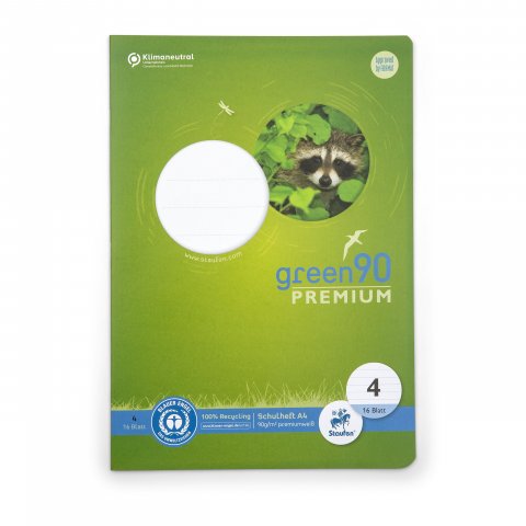 Staufen Schulheft Recycling green90 Premium DIN A4, 16 Blatt/32 Seiten, Lineatur 4 (liniert)