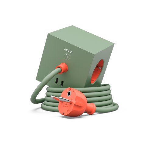 Avolt x Bauhaus-Archiv Square 1 USB-C & Magnet USB-C 5 V 30 W, 230 V, Kabel 1,8 m, Gecko Bloom
