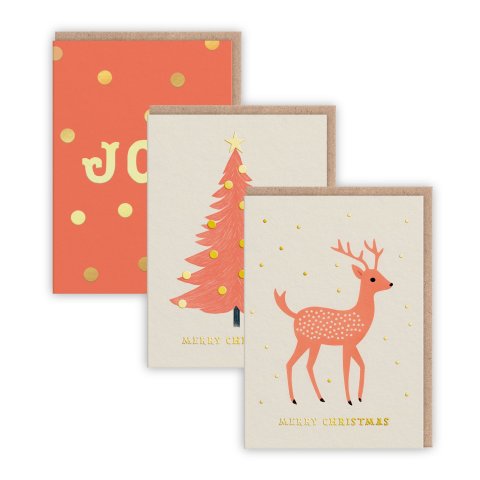 Ohh Deer Card Set: Christmas Cards for Charity DIN A6, Fold-out Card with Envelope, 9-Pack, Christmas Icons