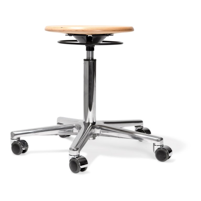 Modulor work stool, 470-660 x ø 350, natural beech