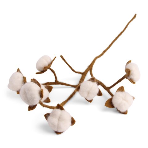 Gry &amp; Sif, felt flowers and branches Cotton branch, l = 60 cm, handmade, white