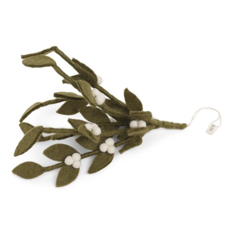 Gry & Sif, flores y ramas de fieltro Muérdago, 25 cm, hecho a mano, amarillo