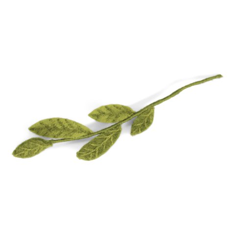 Gry & Sif, Filzblumen und -zweige Zweig 5-blättrig, l = 35 cm, handgemacht, grün