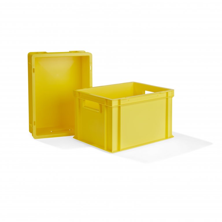 Caja apilable, amarilla, diferentes tapas disponibles