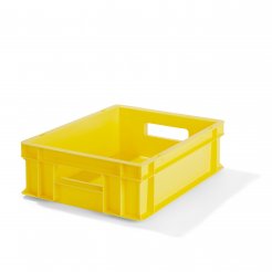 Scatola impilabile gialla, chiudibile a chiave senza coperchio, 120 x 300 x 400 mm (altezza di impilamento 110 mm)