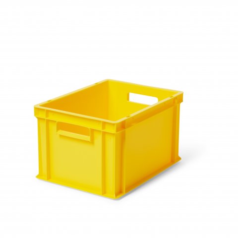 Stapelkiste gelb, verschließbar ohne Deckel, 235 x 300 x 400 mm (Stapelh. 227 mm)