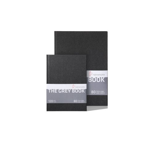 Quaderno di schizzi Hahnemühle Il libro grigio, 120 g/m². 210 x 148 mm, DIN A5 HF, 40 BL/80 p., cucitura a filo