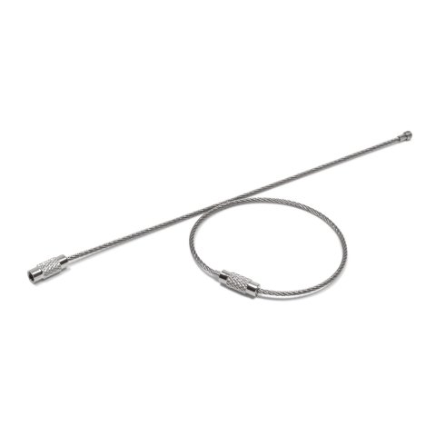 Lazo de cable de acero con cierre giratorio, acero inoxidable ø 1,5 mm, l = 110 mm, 2 piezas