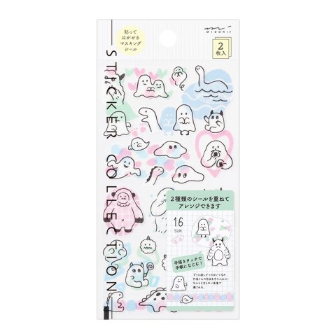 Midori Sticker ca. 85 x 180 mm, 2 Blatt, Monster