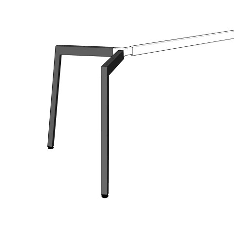Modulor Tischgestell Y 2 Beine, QS10°, 30x30mm, 710mm, FS schwarz